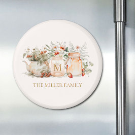 Imán Monogrammed Forest Floral Botanical Family Name