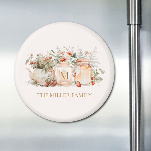 Imán Monogrammed Forest Floral Botanical Family Name (In situ)