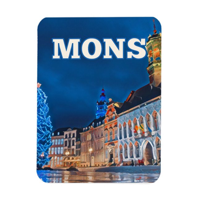 Imán Mons Belgique Photo Vintage (Vertical)