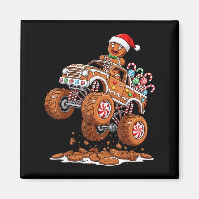 Imán Monster Truck Gingerbread Man Funny Christmas Baki (Frente)