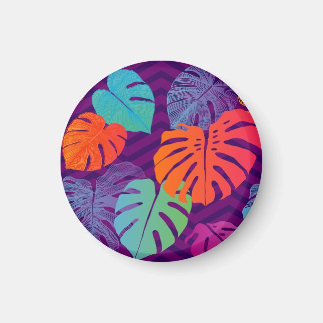 Imán Monstera Deliciosa: Arte de Línea Tropical. (Frente)