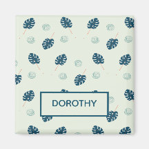 Monstera tropical deja monograma en azul