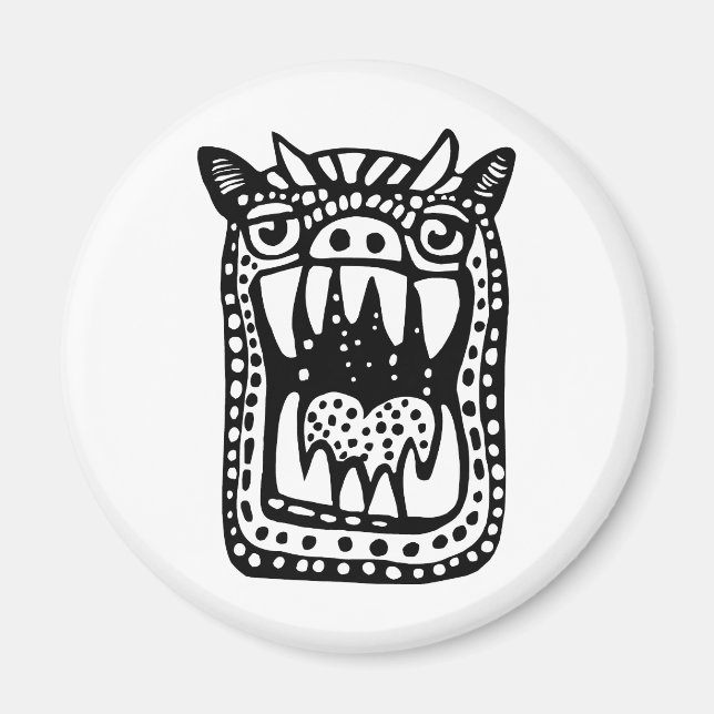 Imán Monstruo asustado - Negro (Frente)