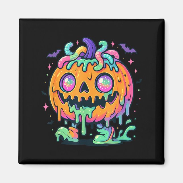 Imán Monstruo de calabaza de baba derretida halloween d (Frente)