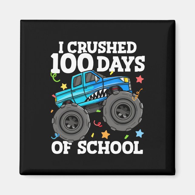 Imán Monstruo de Camión de 100 Días de Escuela 100º Día (Frente)