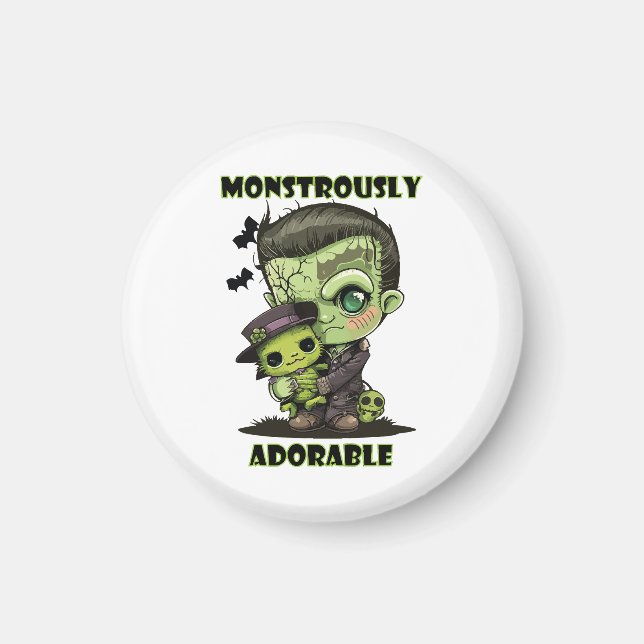 Imán Monstruo de Frankenstein lindo con peluche (Frente)