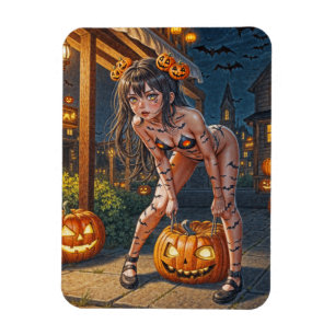 Imán Monstruo de Halloween Jack-o-Lantern y Chica de Ba