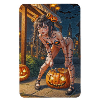 Imán Monstruo de Halloween Jack-o-Lantern y chica murci