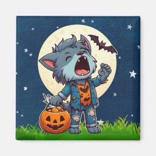 Imán Monstruo de hombre lobo con calabaza