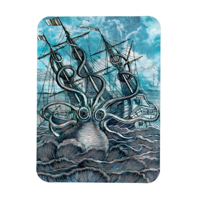 Imán Monstruo marino Octopus Blue Sea (Vertical)