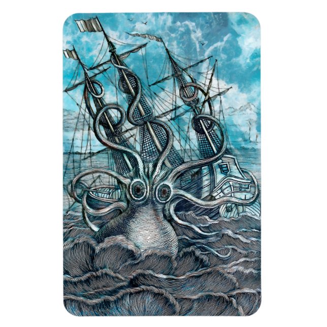 Imán Monstruo marino Octopus Blue Sea (Vertical)