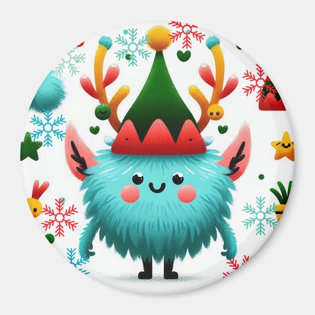 Imán Monstruo monstruo de Navidades esponjosos (Frente)