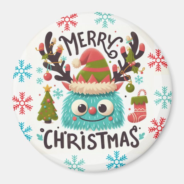 Imán Monstruo monstruo de Navidades esponjosos (Frente)