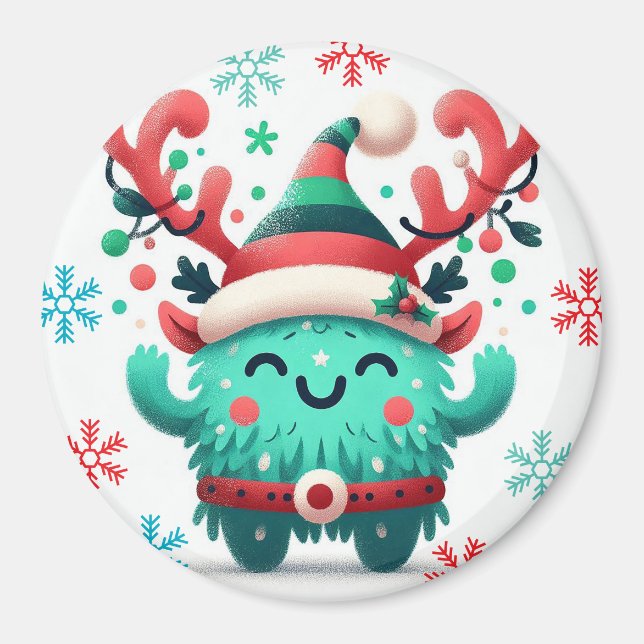 Imán Monstruo monstruo de Navidades esponjosos (Frente)