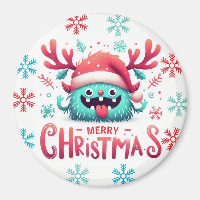 Imán Monstruo monstruo de Navidades esponjosos (Frente)