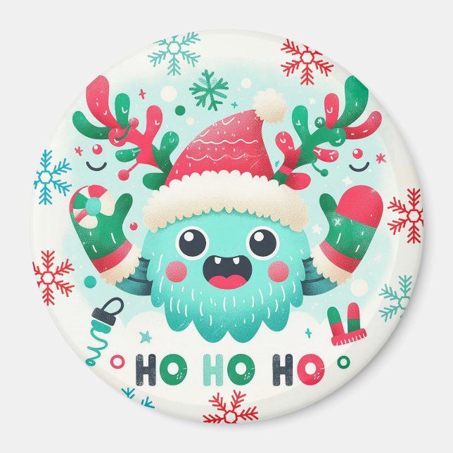 Imán Monstruo monstruo de Navidades esponjosos (Frente)