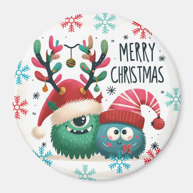 Imán Monstruo monstruo de Navidades esponjosos (Frente)