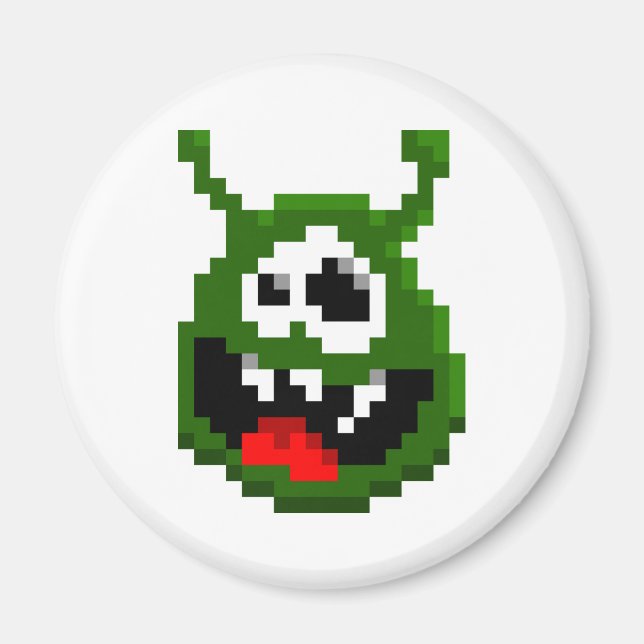 Imán Monstruo verde - Arte de píxeles (Frente)