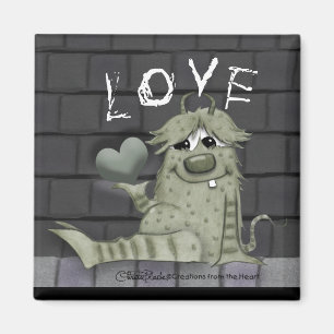 Imán Monstruo verde difuso con corazón