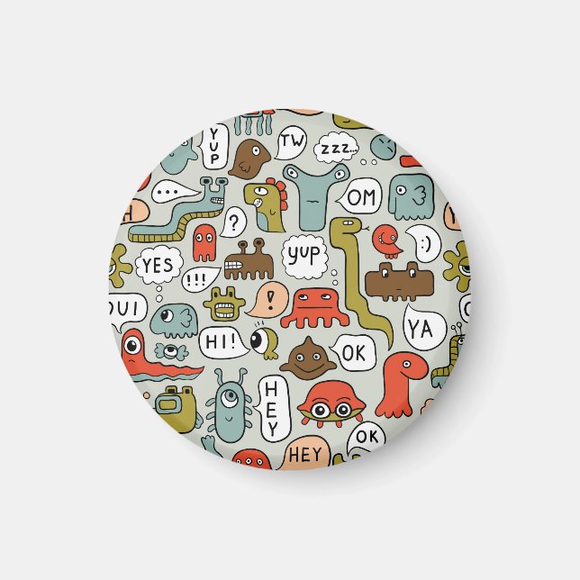 Imán Monstruos de Personalizados amables: fondo sin inc (Frente)