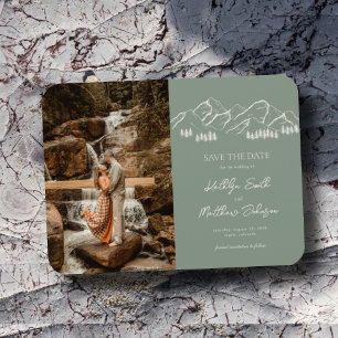 Imán Montaña Al Aire Libre Sage Green Wedding Save The