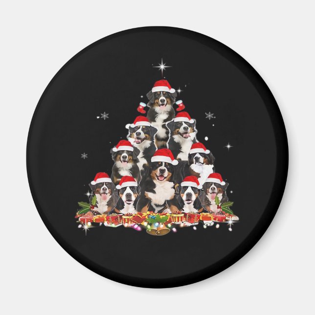Imán Montaña Bernesa Árbol de Navidad Perro Santa Navid (Frente)