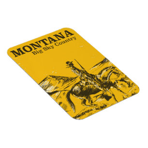 Imán Montana Big sky Country vintage travel poster