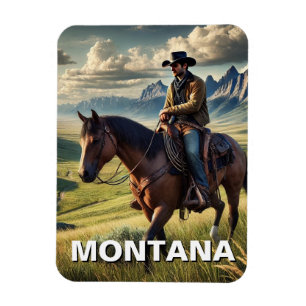 Imán Montana Cowboy montado a caballo