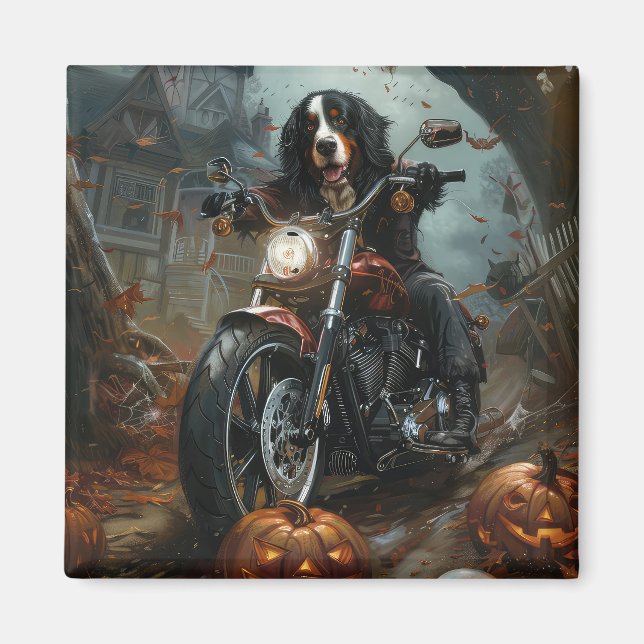 Imán Montaña de Bernese Motocicleta Halloween Scary (Frente)