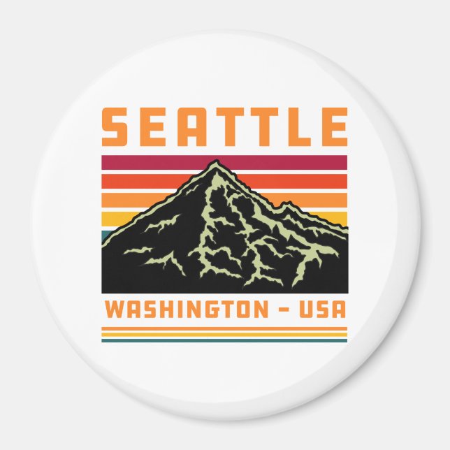 Imán Montaña de recuerdos del estado de Retro Seattle (Frente)