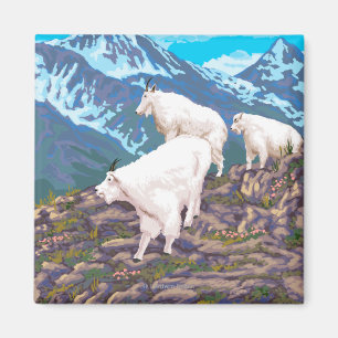 Imán Montaña Goats Scene - West Yellowstone, MT