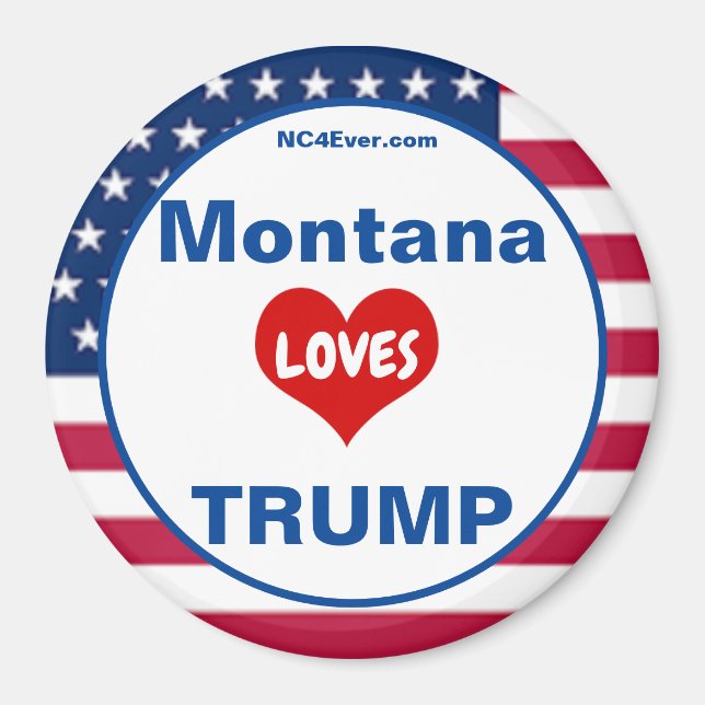 Imán Montana LOVES TRUMP Nevera patriótica (Frente)