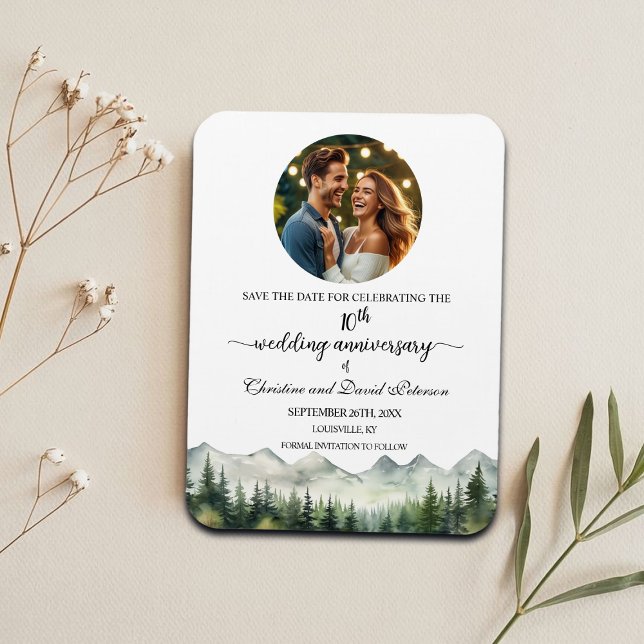 Imán Montaña Pine 10 Aniversario del Boda Salven la fec (Subido por el creador)