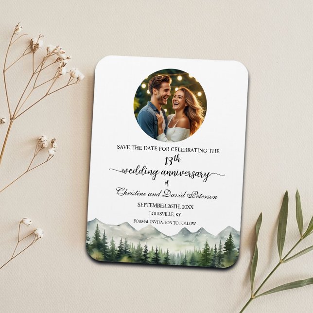 Imán Montaña Pine 13 Aniversario del Boda Salven la fec (Subido por el creador)