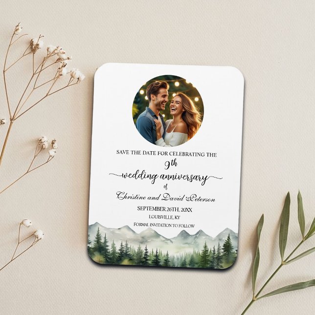 Imán Montaña Pine 9 Aniversario del Boda Salva la fecha (Subido por el creador)