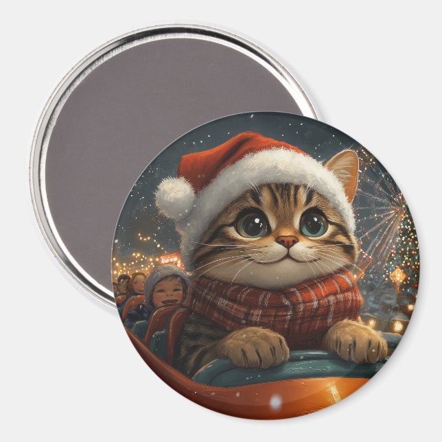 Imán Montaña Rusa de Gato Bengalí Navidad (Anverso/Reverso)