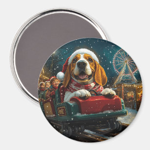 Imán Montaña Rusa Perro Basset Hound Navidad
