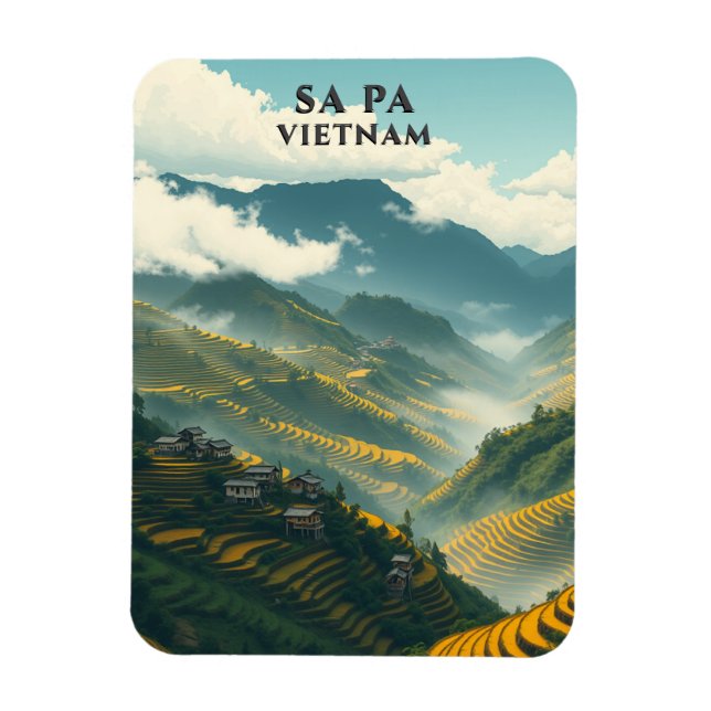 Imán Montaña Sa Pa Vietnam Rice Terrazas (Vertical)