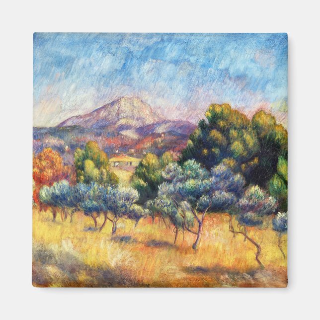 Imán Montaña Sainte-Victoire por Pierre-Auguste Renoir (Frente)
