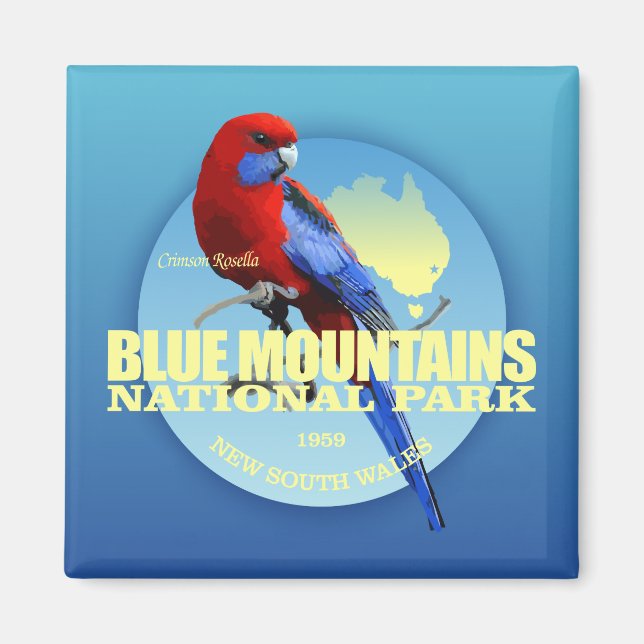 Imán Montañas Azules NP-Crimson Rosella (Frente)