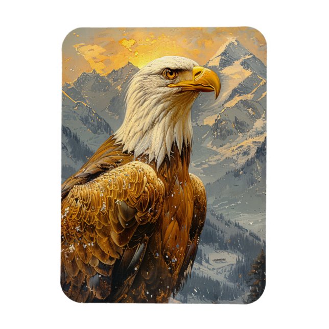 Imán Montañas de acuarela de águila calva flexibles (Vertical)