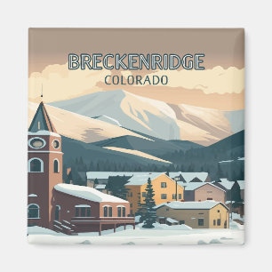 Imán Montañas de la nieve de Breckenridge Colorado Retr