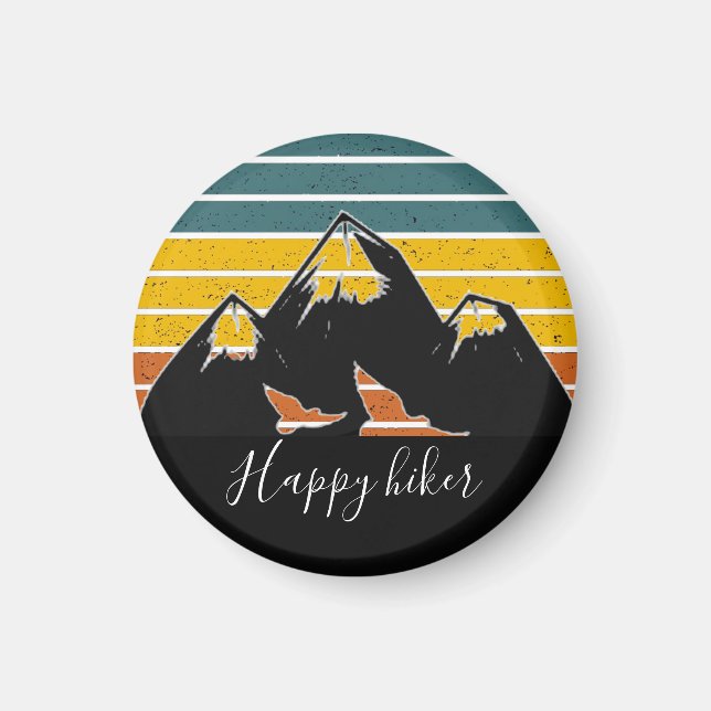 Imán Montañas de puesta de sol retro personalizadas  (Frente)