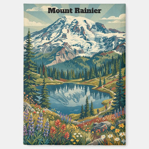 Imán Montañas del Parque Nacional Mount Rainier Vintage