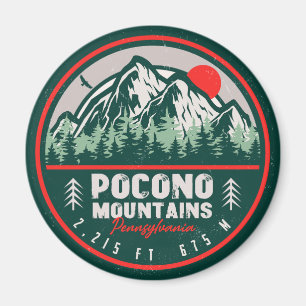 Imán Montañas Pocono PA Retro Sunset Souvenirs