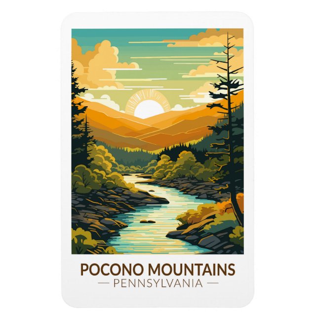 Imán Montañas Pocono Pennsylvania Viajes de arte (Vertical)