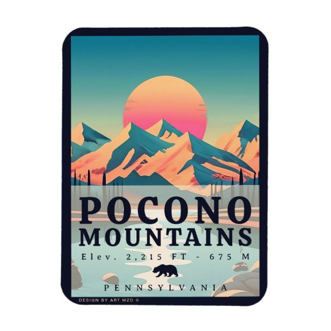 Imán Montañas Pocono Souvenirs de época de Pensilvania (Vertical)