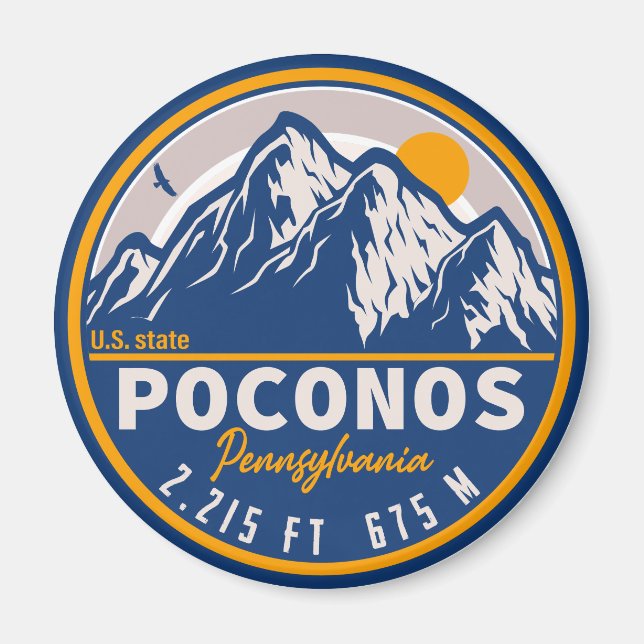 Imán Montañas Poconos Retro Pennsylvania (Frente)