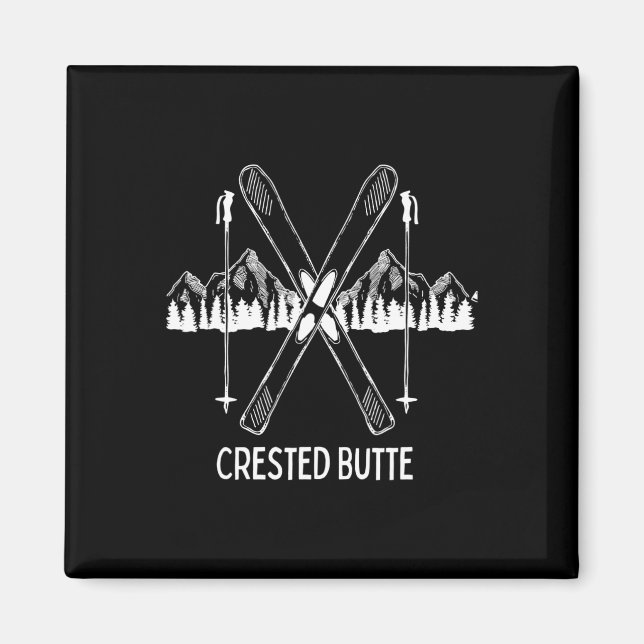 Imán Montañas Rocosas Crested Butte Co Nieve para Esqui (Frente)