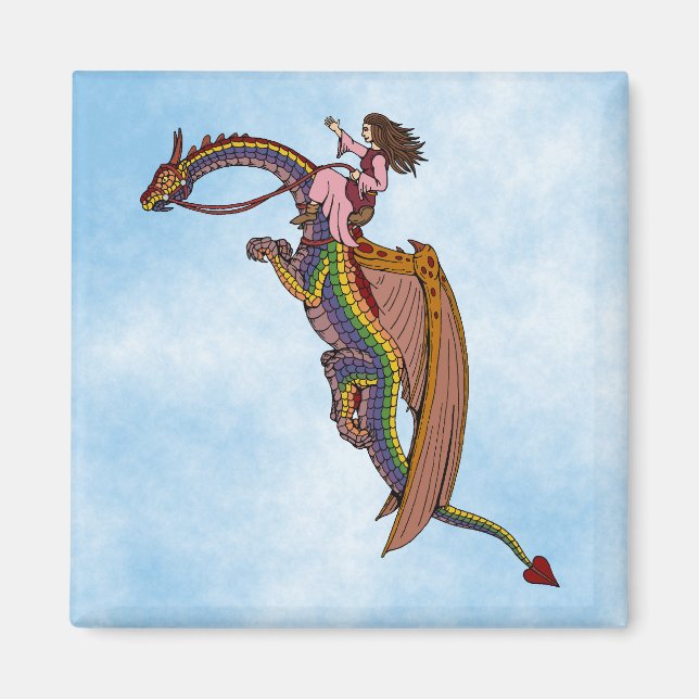 Imán Montando el dragón arcoiris (Frente)